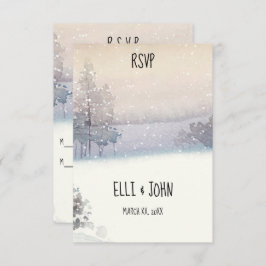 Winter Blau und Weiß Hochzeit RSVP Karte