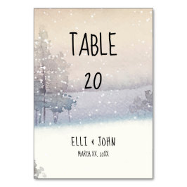 Winter Blau und Weiß Hochzeit Tischnummer