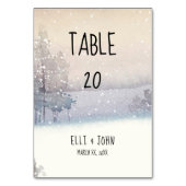 Winter Blau und Weiß Hochzeit Tischnummer (Rückseite)
