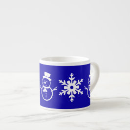 Winter Blau und Weiß Niedlich Snowman Snowflake Espressotasse