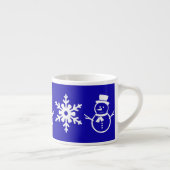 Winter Blau und Weiß Niedlich Snowman Snowflake Espressotasse (Rechts)