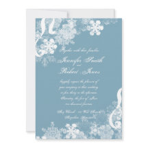 Winter Blau und Weiß Schneeflocken Einladung Hochz