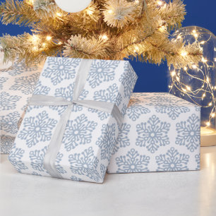 Winter Blau und Weiß Schneeflocken Weihnachtsfeier Geschenkpapier