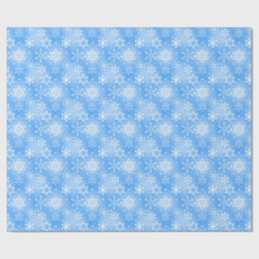 Winter Blau- und Weißschneeflocken Geschenkpapier (Flach)