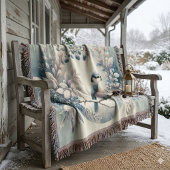Winter-Blau-Vogel-Beeren-Kranz Decke