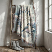Winter-Blau-Vogel-Beeren-Kranz Decke