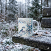 Winter-Blau-Vogel-Beeren-Kranz Kaffeetasse