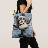 Winter Blau Weihnachten Süße Giraffe Mit Hut Tasche (Von Nahem)