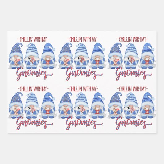 Winter Blau, Weiß und Rot Geschenkpapier Set (Vorderseite 3)