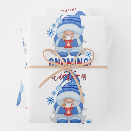 Winter Blau, Weiß und Rot Geschenkpapier Set (Beispiel)