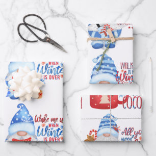 Winter Blau, Weiß und Rot - Umschlagpapier S Geschenkpapier Set