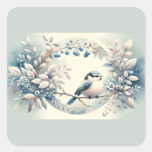 Winter Blaubeeren-Kranz Quadratischer Aufkleber