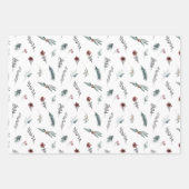Winter Blaue Fichte & Gewürzte Beeren Weiß Geschenkpapier Set (Vorderseite 3)