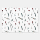 Winter Blaue Fichte & Gewürzte Beeren Weiß Geschenkpapier Set (Vorderseite 2)