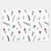 Winter Blaue Fichte & Gewürzte Beeren Weiß Geschenkpapier Set (Vorderseite)