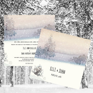 Winter Blaue und Weiße Hochzeit Einladung