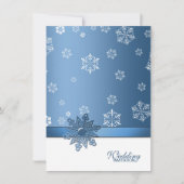 Winter-blaue und weiße Schneeflocke-Hochzeit lädt Einladung (Vorderseite)