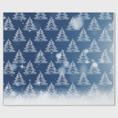 Winter-blaue Weihnachtsbäume Geschenkpapier (Flach)