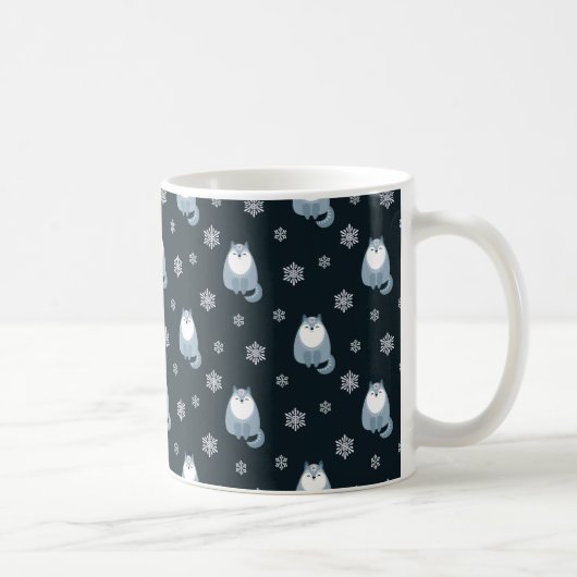 WINTER BLAUE & WHITE HOLIDAY WOLVES KAFFEETASSE (Rechts)