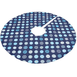 Winter-blauer Punkt-Muster-Baum-Rock Polyester Weihnachtsbaumdecke
