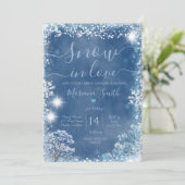 Winter Blauer Schnee in Liebe Brautparty Einladung (Stehend Vorderseite)