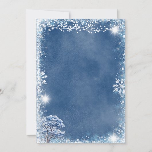 Winter Blauer Schnee in Liebe Brautparty Einladung (Rückseite)