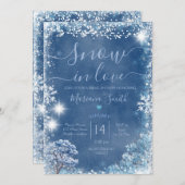 Winter Blauer Schnee in Liebe Brautparty Einladung (Vorne/Hinten)