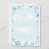 Winter Blauer Schnee in Liebe Schneeflocken Brautp Einladung (Rückseite)