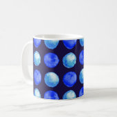 Winter-blaues Aquarell-Punkt-Muster Kaffeetasse (Vorderseite Links)