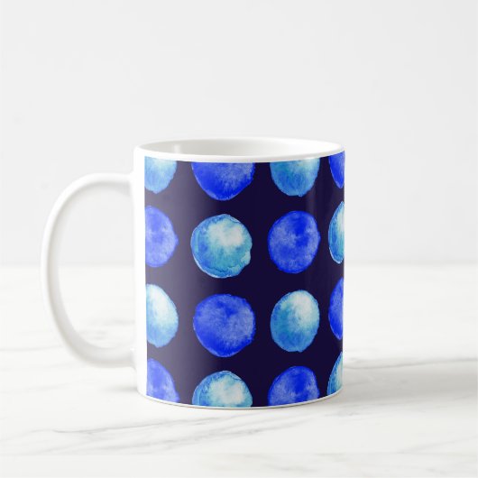 Winter-blaues Aquarell-Punkt-Muster Kaffeetasse (Links)