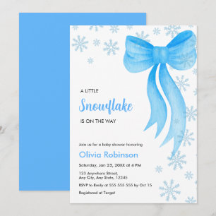 Winter Blaues Band Ein Kleiner Schneebaby Shower Einladung