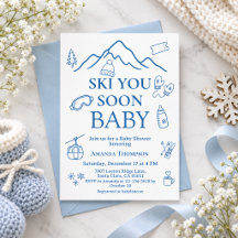 Winter Blaues Jungen Ski Dich Bald Baby Shower