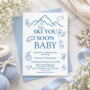 Winter Blaues Jungen Ski Dich Bald Baby Shower Einladung