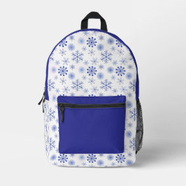 Winter Blaues Schneeflockenmuster und Königlich Bl Bedruckter Rucksack