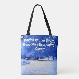 Winter-blaues weißes inspirierend Güte-Zitat Tasche