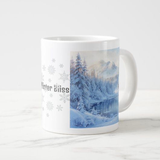 Winter Bliss Jumbo Tasse - Gemütliche Schneewelt . (Vorderseite Rechts)