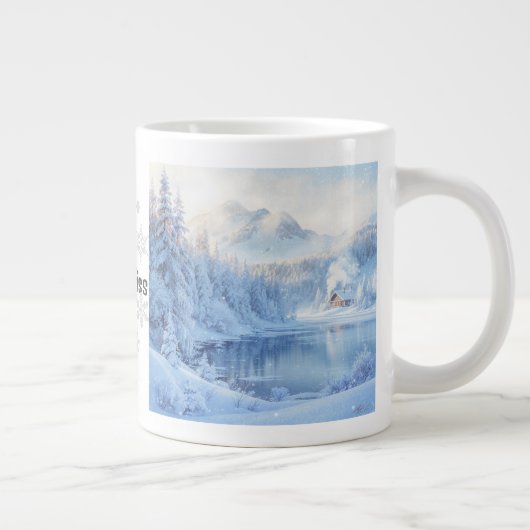 Winter Bliss Jumbo Tasse - Gemütliche Schneewelt . (Rechts)