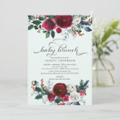 Winter Bloom Floral Baby Dusche Brunch Einladung (Stehend Vorderseite)