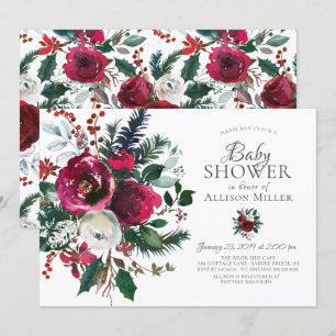 Winter Bloom Floral Baby Dusche Einladung