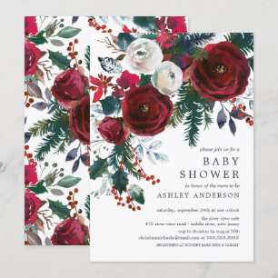 Winter Bloom Floral Baby Dusche Einladung