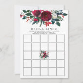 Winter Bloom Floral Brautparty Bingo Spiel Einladung (Vorderseite)