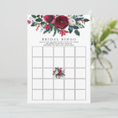 Winter Bloom Floral Brautparty Bingo Spiel Einladung (Stehend Vorderseite)