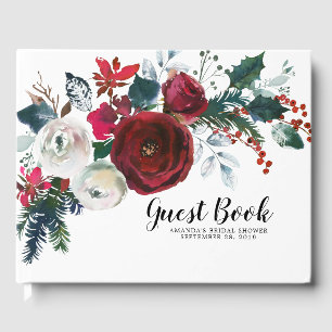 Winter Bloom Floral Brautparty Gästebuch