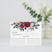 Winter Bloom Floral Brautparty Rezept Card Postkarte (Stehend Vorderseite)