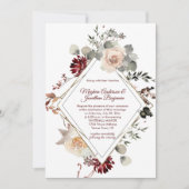 Winter Blooms Diamantform - Burgundy Wedding Einladung (Vorderseite)