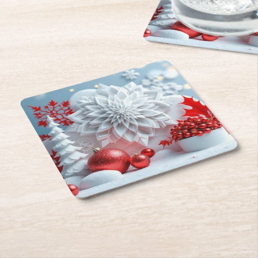 Winter Blossom Composition Rechteckiger Pappuntersetzer (angewinkelt)