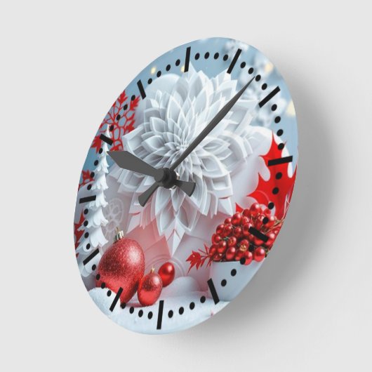 Winter Blossom Composition Runde Wanduhr (Winkel)