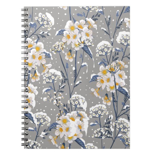 Winter Blossom: zartes Blumenmuster Notizblock (Vorderseite)