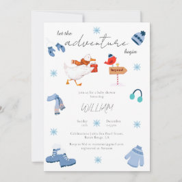 Winter Blue Adventure fängt Babydusche an Einladung