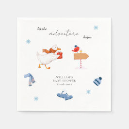 Winter Blue Adventure fängt Babydusche an Serviette
